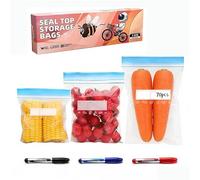 PHMING 70 Pezzi Sacchetti Freezer Riutilizzabili, Sacchetti Alimenti Richiudibili di 3 Misure Diverse, Sacchetti in Silicone Senza BPA per Frutta, Verdura, Sandwich e Carne