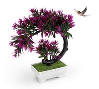 PHMING Piante Finte da Interno Rojo, Bonsai Forma de Loto Rojo, Simulación Pianta Artificiale da Interno, Plástico Bonsai Finto para Estudio, Oficina, Sala de Estar