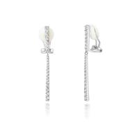 PHNIBIRD Orecchini a clip da Donna non Forati con Zircone Elegante Lunghi Orecchini per Regalo Per Matrimonio Leggeri e delicati