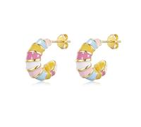 PHNIBIRD Orecchini di colorati a forma di C con Arcobaleno Colla croissant con creole dorate Orecchini per Regalo di Compleanno