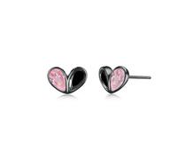 PHNIBIRD Orecchini Donna Argento 925 Neri con Zirconia Cubica Rosa e Spinello Nero Orecchini Cuore Nero Piccoli Ipoallergenici Gioielli Donna Romantico Regalo Fidanzata