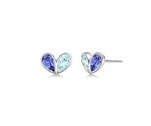 PHNIBIRD Orecchini Donna di Cuore con Tanzanite Piccolo Orecchini Ipoallergenici per Splendente Gioielli da Donna Adatto Per l'uso Quotidiano