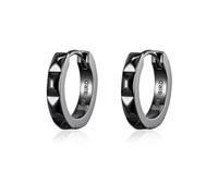 PHNIBIRD Orecchini Donna Neri Orecchini Cerchio Argento 925 Anallergici Geometria Essenziale Gioielli Moda Regalo per Coppia 15mm