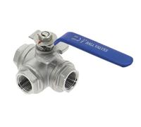 PHNOITPQ Valvola a Sfera in Acciaio Inossidabile 304 a 3 Vie, Tipo L, Tipo T, 1/4", 3/8", 1/2", 3/4", 1", DN8, DN10, DN15, DN20, DN25, Filettatura Femmina BSP, 1 pz.(L Type,DN10)