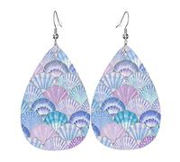 Phnom Penh Conchiglie colorate Orecchini pendenti con gancio Orecchini a goccia in pelle per donna