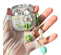 PHOEACC Custodia protettiva per Airpod 4, graziosa estetica 3D con fiore trasparente, morbida custodia protettiva in TPU con portachiavi, compatibile con AirPods di quarta generazione 2024, per
