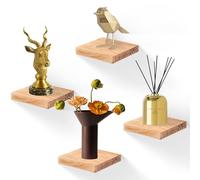 PHOENANCEE 15,3 X 15,3 cm Scaffali Sospesi Quadrati In Legno, Mini Mensola Da Parete In Stile Compatto Per Piccoli Oggetti, Decorazione Da Parete Sospesa, Set Da 4 Pezzi (Nero Carbonizzato)