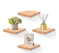 PHOENANCEE 20,3 X 20,3 cm Scaffali Sospesi Quadrati In Legno, Mini Mensola Da Parete In Stile Compatto Per Piccoli Oggetti, Decorazione Da Parete Sospesa, Set Da 4 Pezzi (Nero Carbonizzato)