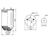 PHOENIX 1 DK 22 E-9 NP Soffietto, Sospensione pneumatica