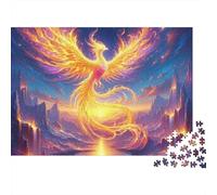Phoenix 1000 Pezzi Puzzle Adulti Fenice Dorata che Si Alza sopra un Lago di Montagna Magico Premium Robusto Alta Qualità Stimolante Antistress Regalo Famiglia 38x26cm/1000pz