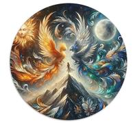 Phoenix 1000 Pezzi Sun And Moon Twin Phoenixes Puzzle Rotondo Per Bambini Animali Di Tutto Il Mondo Per Regali Educativi Difficile E Impossibile Idea Regalo Per Lei O Lui 1000pcs (67.5x67.5cm)