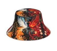Phoenix and Rose - Cappello da pescatore stampato su entrambi i lati, unisex, per attività all'aria aperta, alpinismo, da viaggio, spiaggia, pesca, cappello da sole