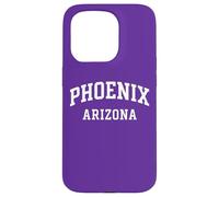 Phoenix Arizona bianco curvo stile college retro testo PHX AZ Custodia per iPhone 15 Pro