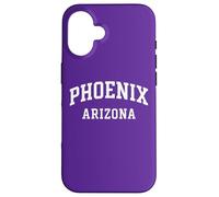 Phoenix Arizona bianco curvo stile college retro testo PHX AZ Custodia per iPhone 16