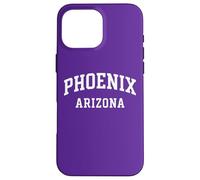 Phoenix Arizona bianco curvo stile college retro testo PHX AZ Custodia per iPhone 16 Pro Max
