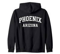 Phoenix Arizona bianco curvo stile college retro testo PHX AZ Felpa con Cappuccio