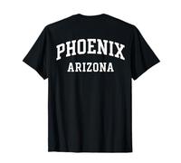 Phoenix Arizona bianco curvo stile college retro testo PHX AZ Maglietta