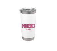 Phoenix Arizona, testo curvo rosa in stile college per donne e ragazze Bicchiere termico in acciaio inox doppia parete