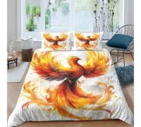 Phoenix bird artcopripiumino microfibra 3 pezzi motivo 3D con cerniera Mythical fire creature Set Di Copripiumino con federe per cuscini soffice morbido e comodo for adulti Super king（260x220cm）
