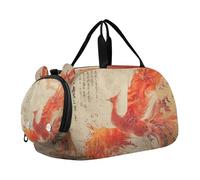 Phoenix Bird - Borsone da palestra per ragazzi con pittura a inchiostro cinese con scomparto per scarpe, leggero, borsa da viaggio per spiaggia, nuoto, piscina, sport