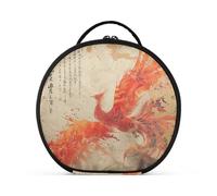 Phoenix Bird Chinese Ink Painting Borsa da toilette verticale autoportante portatile per donne con divisori regolabili 28 cm