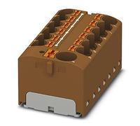 PHOENIX CONTACT PTFIX 10/12X4 BN - Blocco di distribuzione 450 V, 32 A, numero di connettori 13, sezione 0,2 mm² - 6 mm², AWG 24-10, larghezza 46,3 mm, altezza 21,7 mm, 8 pezzi, colore: Marrone