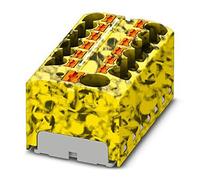 PHOENIX CONTACT PTFIX 10/12X4-FE - Blocco di giunzione, 450 V, 32 A, numero di connettori 13, sezione 0,2 mm² - 6 mm², AWG 24-10, larghezza 46,3 mm, altezza 21,7 mm, colore nero/giallo