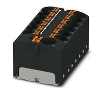 PHOENIX CONTACT PTFIX 10/12X4-G BK - Blocco di distribuzione interno, 450 V, 32 A, numero di porte 13, sezione 0,2 mm² - 6 mm², AWG 24-10, larghezza 46,3 mm, altezza 22,7 mm, 8 pezzi, colore: nero
