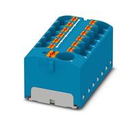 PHOENIX CONTACT PTFIX 10/12X4-NS35 - Blocco di distribuzione BU, numero di connettori 13, sezione trasversale 0,5 mm² - 10 mm², AWG 20-6, larghezza 28,6 mm, blu, 1 pezzo