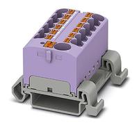 PHOENIX CONTACT PTFIX 10/12X4-NS35A VT - Blocco di distribuzione 800 V, 32 A, numero di connettori 13, sezione 0,2 mm² - 6 mm², AWG 24-10, larghezza 46,3 mm, confezione da 8, colore: Viola