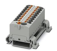 PHOENIX CONTACT PTFIX 10/18X4-NS35A - Blocco di distribuzione GY 800 V, 32 A, numero di connettori 19, sezione 0,2 mm² - 6 mm², AWG 24-10, larghezza 64,8 mm, 8 pezzi, colore: Grigio