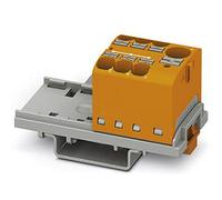 PHOENIX CONTACT PTFIX 10/6X4-NS35 - Blocco di distribuzione OG, 800 V, 63 A, numero di connettori 7, sezione 0,2 mm²-6 mm², AWG 24-10, larghezza 28,6 mm, confezione da 8 pezzi, colore: Arancione