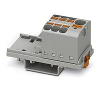 PHOENIX CONTACT PTFIX 10/6X4-NS35 GY - Blocco di distribuzione 800 V, 63 A, numero di connettori 7, sezione trasversale 0,2 mm²-6 mm², AWG 24-10, larghezza 28,6 mm, grigio, confezione da 1