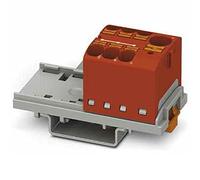 PHOENIX CONTACT PTFIX 10/6X4-NS35 RD - Blocco di distribuzione 800 V, 63 A, numero di connettori 7, sezione 0,2 mm²-6 mm², AWG 24-10, larghezza 28,6 mm, confezione da 8 pezzi, colore: Rosso