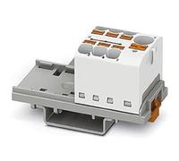 PHOENIX CONTACT PTFIX 10/6X4-NS35 WH - Blocco di giunzione, 800 V, 63 A, numero di connettori 7, sezione 0,2 mm²-6 mm², AWG 24-10, larghezza 28,6 mm, 8 pezzi, colore: Bianco