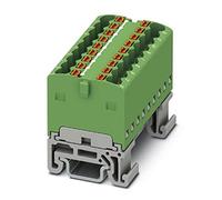 PHOENIX CONTACT PTFIX 18X1,5-NS15A GN - Blocco di distribuzione interno, 500 V, 17,5 A, numero di connettori 18, sezione 0,14 mm²-2,5 mm², AWG 26-14, larghezza 37,4 mm, colore verde, 20 pezzi