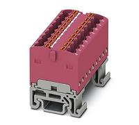 PHOENIX CONTACT PTFIX 18X1,5-NS15A PK - Blocco di distribuzione interno, 500 V, 17,5 A, numero di connettori 18, sezione 0,14 mm²-2,5 mm², AWG 26-14, larghezza 37,4 mm, colore rosa
