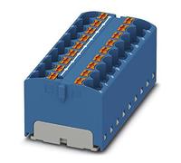 PHOENIX CONTACT PTFIX 18X4 BU - Blocco di distribuzione a ponte interno, 450 V, 32 A, numero di connettori 18, sezione 0,2 mm²-6 mm², AWG 24-10, larghezza 55,4 mm, altezza 21,7 mm, confezione da 8
