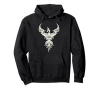 Phoenix Fantasy Fire Bird Tribal Style Art Bianco Felpa con Cappuccio