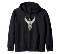 Phoenix Fantasy Fire Bird Tribal Style Art Bianco Felpa con Cappuccio