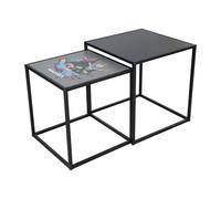 phoenix group AG Minecraft - Set di 2 tavolini in metallo, colore: Nero