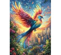 Phoenix in Colorful Flames Puzzle 1000 Pezzi Van Gogh Per Amanti Dell'arte Fantástico Cuento De Hadas Animal Cartone Rigido Anti Riflesso Notte Stellata Per Decorazione Soggiorno Qualità Museale Top V