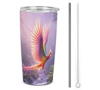 Phoenix Is Flying - Bicchiere da caffè isolato sottovuoto, con cannuccia e coperchio, da 590 ml, a tenuta stagna, per auto