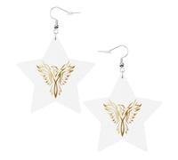 Phoenix - Orecchini pendenti da donna, a forma di stella, alla moda, per una serata fuori, One Size, Pelle