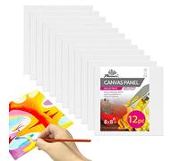 PHOENIX Painting Canvas Panels 8x8 Inch, 12 Value Pack - 8 Oz Triple Primed 100% Cotton Acid Free Square Canvas Boards for Painting, White Blank Flat Canvas Boards for Acrylic, Oil Paints