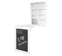 Phoenix Phönix 805106WE scrivania York, Fissaggio a Parete, Pieghevole con Un Sacco di Spazio e ripiano Scomparti e Lavagna Frontale, 60 x 75 x 15,5 cm, Bianco