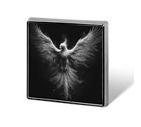 Phoenix Rising from The Ashes - Spilla unisex in bianco e nero con spilla quadrata leggera, gioiello per abbigliamento, scialle e cappelli