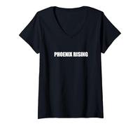 Phoenix Rising Maglietta con Collo a V, Donna, Nero, M