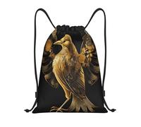 Phoenix Titolo: Borsone leggero con coulisse, impermeabile, pieghevole, con tracolla regolabile, ideale per sport, yoga, viaggi e scuola, Nero , M