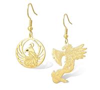 Phoenix Viking orecchini in acciaio inox con ascia vichinga orecchini pendenti Rise from the Ashes Phoenix ciondola mitologia norrena gioielli regali (oro 2)